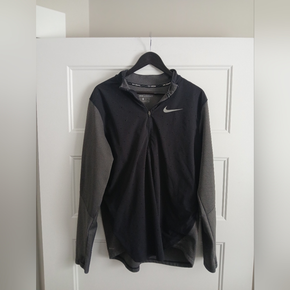 Nike Black and Gray Quarter-Zip Top